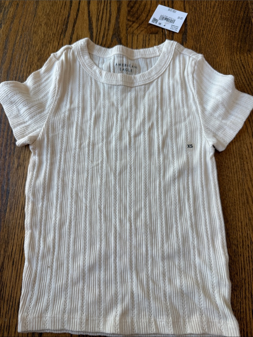 American Eagle Outfitters Cream Ribbed Tee xs